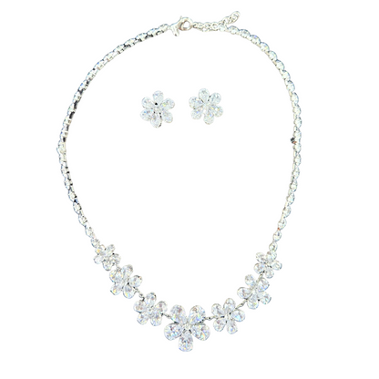 Floral Crystal Necklace &amp; Earrings Jewelry Set by Farmacias Savia