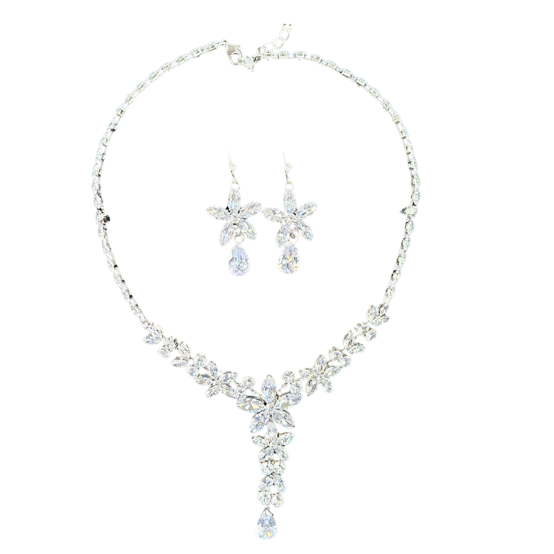 Estrella Crystal Floral Necklace &amp; Earrings Jewelry Set by Farmacias Savia