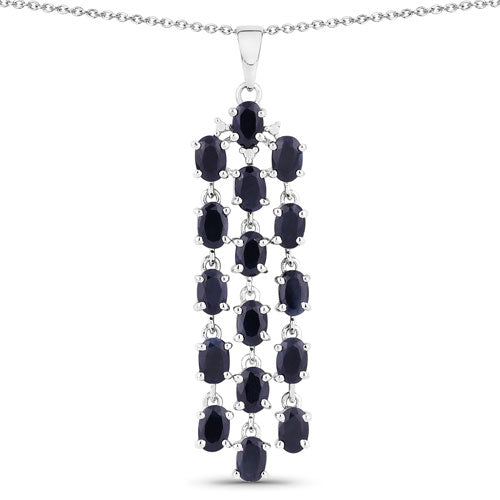 7.68 Carat Genuine Blue Sapphire .925 Sterling Silver Pendant by Bids.com