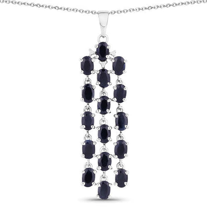 7.68 Carat Genuine Blue Sapphire .925 Sterling Silver Pendant by Bids.com