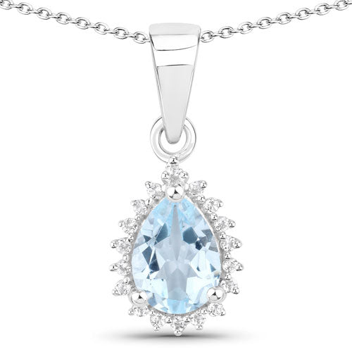 2.00 Carat Genuine Blue Topaz and White Topaz .925 Sterling Silver Jewelry Set by Bids.com