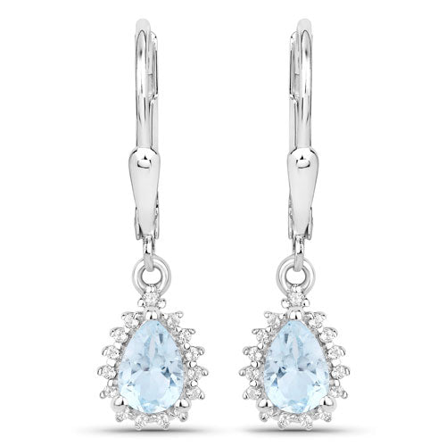 2.00 Carat Genuine Blue Topaz and White Topaz .925 Sterling Silver Jewelry Set by Bids.com