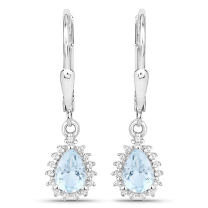 2.00 Carat Genuine Blue Topaz and White Topaz .925 Sterling Silver Jewelry Set by Bids.com