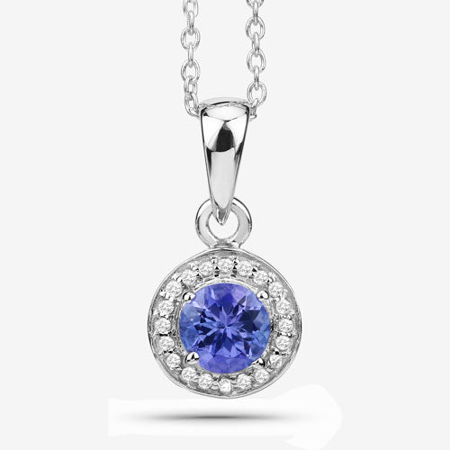 1.05 Carat Genuine Tanzanite and White Topaz .925 Sterling Silver Pendant by Bids.com