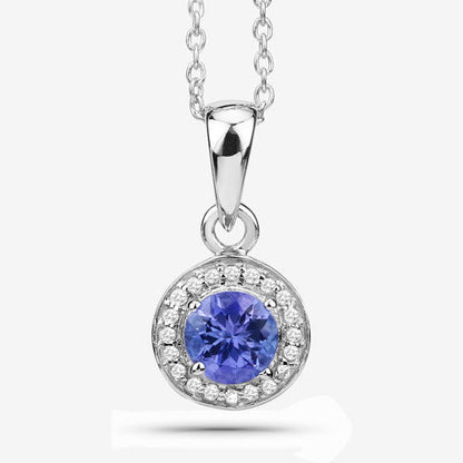 1.05 Carat Genuine Tanzanite and White Topaz .925 Sterling Silver Pendant by Bids.com