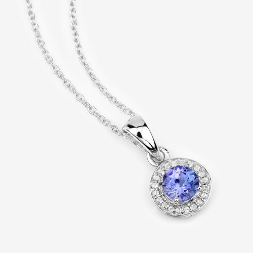 1.05 Carat Genuine Tanzanite and White Topaz .925 Sterling Silver Pendant by Bids.com