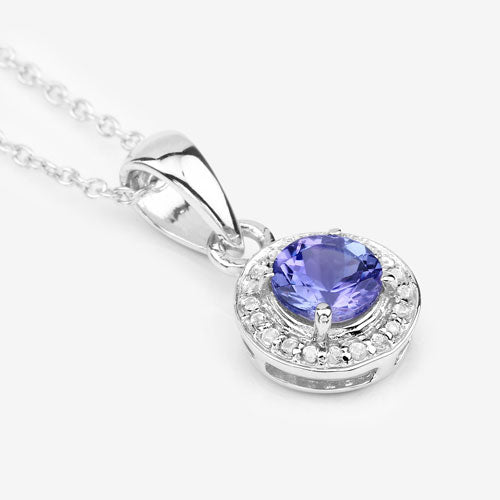 1.05 Carat Genuine Tanzanite and White Topaz .925 Sterling Silver Pendant by Bids.com
