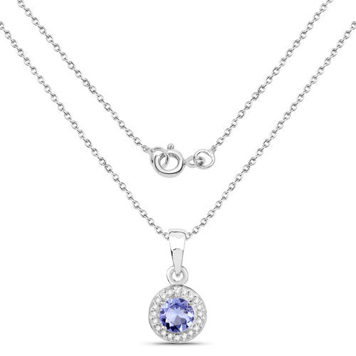 1.05 Carat Genuine Tanzanite and White Topaz .925 Sterling Silver Pendant by Bids.com