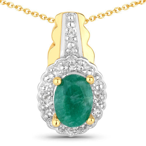 1.71 Carat Dyed Emerald and White Topaz .925 Sterling Silver Jewelry Set by Bids.com