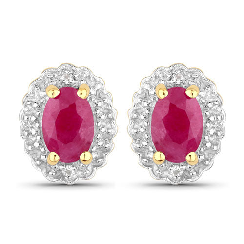 1.94 Carat Genuine Johnson Ruby and White Topaz .925 Sterling Silver Jewelry Set by Bids.com