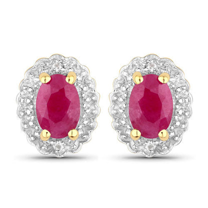1.94 Carat Genuine Johnson Ruby and White Topaz .925 Sterling Silver Jewelry Set by Bids.com