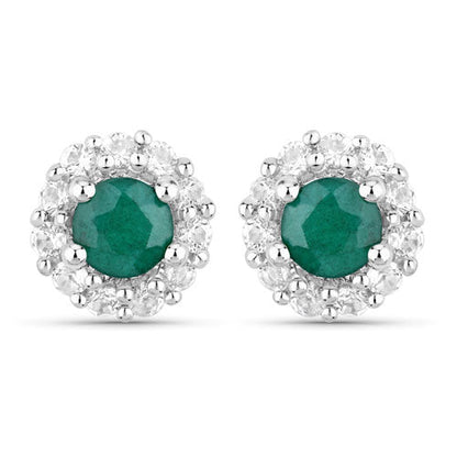 1.81 Carat Dyed Emerald and White Topaz .925 Sterling Silver Jewelry Set by Bids.com