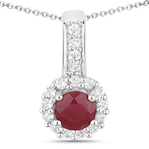 2.17 Carat Genuine Ruby and White Topaz .925 Sterling Silver Jewelry Set by Bids.com