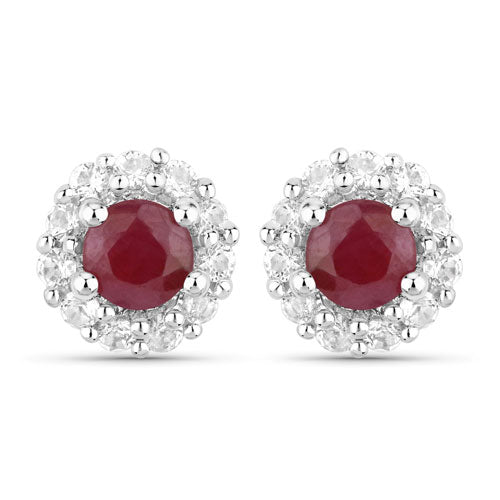 2.17 Carat Genuine Ruby and White Topaz .925 Sterling Silver Jewelry Set by Bids.com