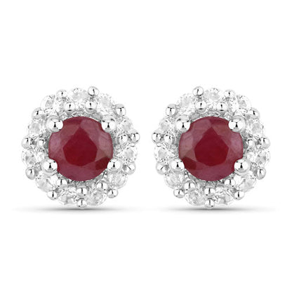 2.17 Carat Genuine Ruby and White Topaz .925 Sterling Silver Jewelry Set by Bids.com