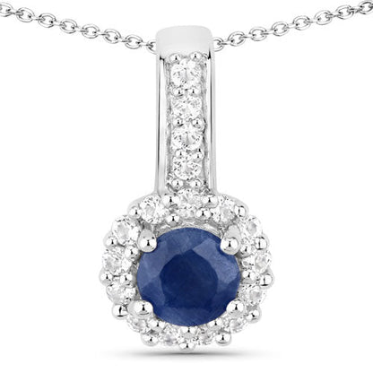 2.17 Carat Genuine Blue Sapphire and White Topaz .925 Sterling Silver Jewelry Set  DestGlow
