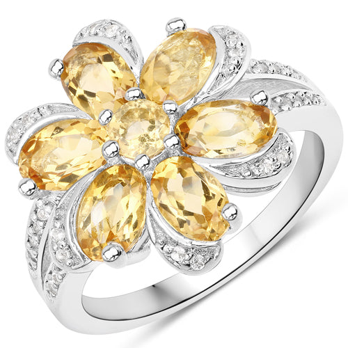 7.92 Carat Genuine Citrine and White Topaz .925 Sterling Silver 3 Piece Jewelry Set (Ring, Earrings, and Pendant w/ Chain) by Bids.com