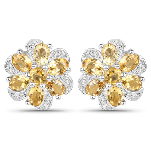 7.92 Carat Genuine Citrine and White Topaz .925 Sterling Silver 3 Piece Jewelry Set (Ring, Earrings, and Pendant w/ Chain) by Bids.com