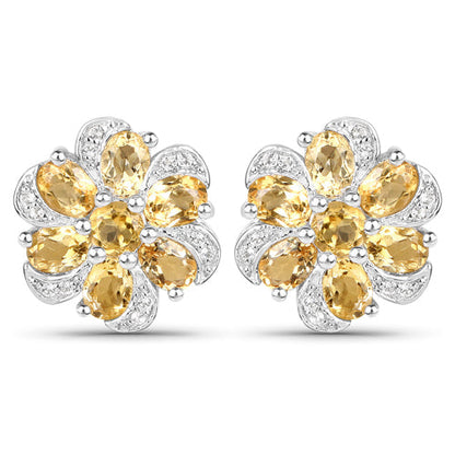 7.92 Carat Genuine Citrine and White Topaz .925 Sterling Silver 3 Piece Jewelry Set (Ring, Earrings, and Pendant w/ Chain) by Bids.com
