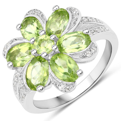 8.04 Carat Genuine Peridot and White Topaz .925 Sterling Silver 3 Piece Jewelry Set (Ring, Earrings, and Pendant w/ Chain) by Bids.com
