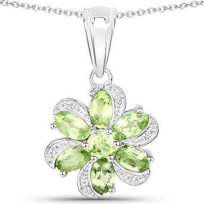 8.04 Carat Genuine Peridot and White Topaz .925 Sterling Silver 3 Piece Jewelry Set (Ring, Earrings, and Pendant w/ Chain) by Bids.com