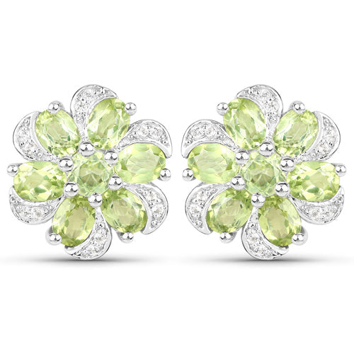 8.04 Carat Genuine Peridot and White Topaz .925 Sterling Silver 3 Piece Jewelry Set (Ring, Earrings, and Pendant w/ Chain) by Bids.com