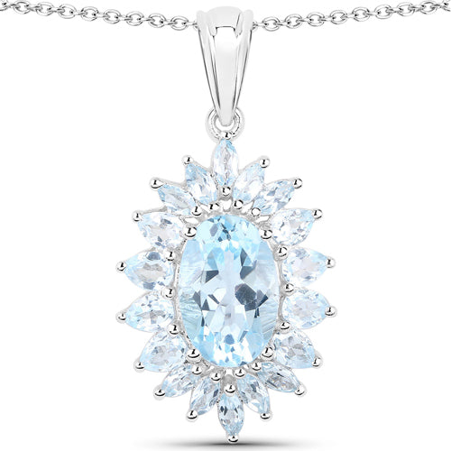 19.18 Carat Genuine Blue Topaz .925 Sterling Silver 3 Piece Jewelry Set (Ring, Earrings, and Pendant w/ Chain) by Bids.com