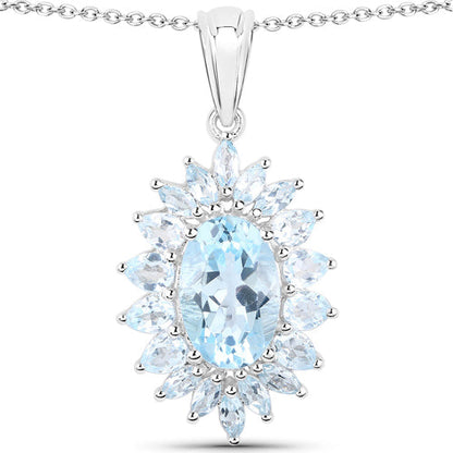 19.18 Carat Genuine Blue Topaz .925 Sterling Silver 3 Piece Jewelry Set (Ring, Earrings, and Pendant w/ Chain) by Bids.com