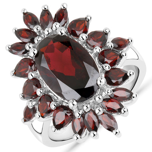 20.24 Carat Genuine Garnet .925 Sterling Silver 3 Piece Jewelry Set (Ring, Earrings, and Pendant w/ Chain) by Bids.com