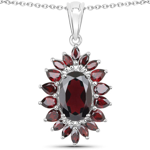 20.24 Carat Genuine Garnet .925 Sterling Silver 3 Piece Jewelry Set (Ring, Earrings, and Pendant w/ Chain) by Bids.com
