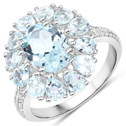 14.02 Carat Genuine Blue Topaz and White Topaz .925 Sterling Silver 3 Piece Jewelry Set (Ring, Earrings, and Pendant w/ Chain) by Bids.com