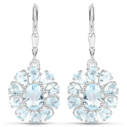 14.02 Carat Genuine Blue Topaz and White Topaz .925 Sterling Silver 3 Piece Jewelry Set (Ring, Earrings, and Pendant w/ Chain) by Bids.com