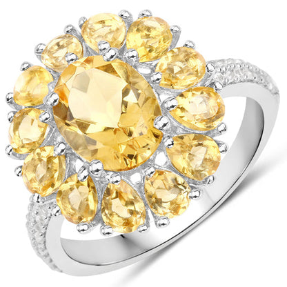 12.24 Carat Genuine Citrine and White Topaz .925 Sterling Silver 3 Piece Jewelry Set (Ring, Earrings, and Pendant w/ Chain) by Bids.com