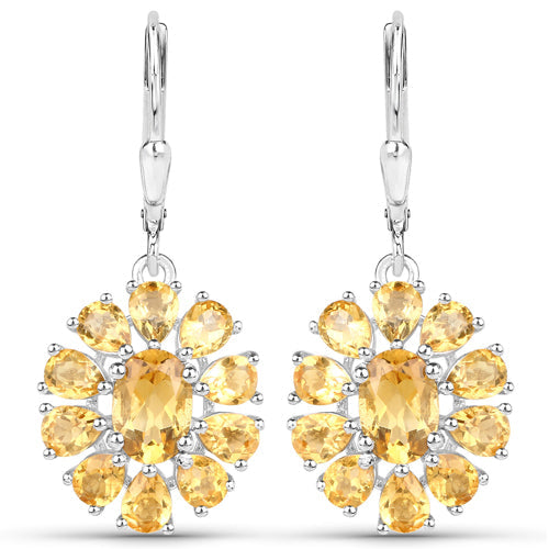12.24 Carat Genuine Citrine and White Topaz .925 Sterling Silver 3 Piece Jewelry Set (Ring, Earrings, and Pendant w/ Chain) by Bids.com