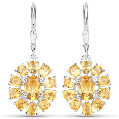 12.24 Carat Genuine Citrine and White Topaz .925 Sterling Silver 3 Piece Jewelry Set (Ring, Earrings, and Pendant w/ Chain) by Bids.com