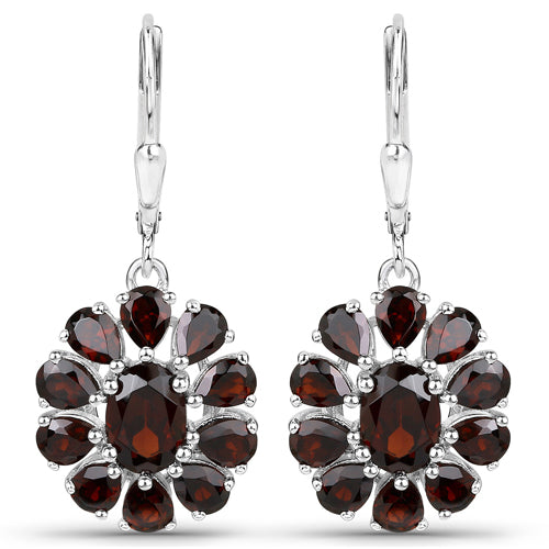 13.82 Carat Genuine Garnet and White Topaz .925 Sterling Silver 3 Piece Jewelry Set (Ring, Earrings, and Pendant w/ Chain) by Bids.com