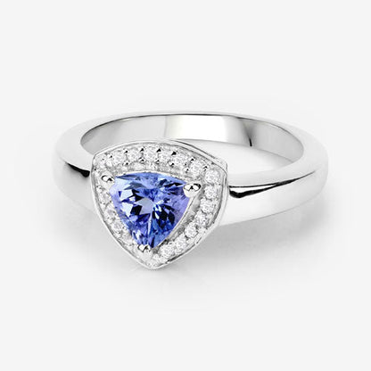 0.87 Carat Genuine Tanzanite and White Topaz .925 Sterling Silver Ring  DestGlow