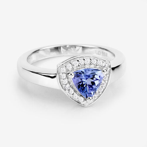 0.87 Carat Genuine Tanzanite and White Topaz .925 Sterling Silver Ring  DestGlow