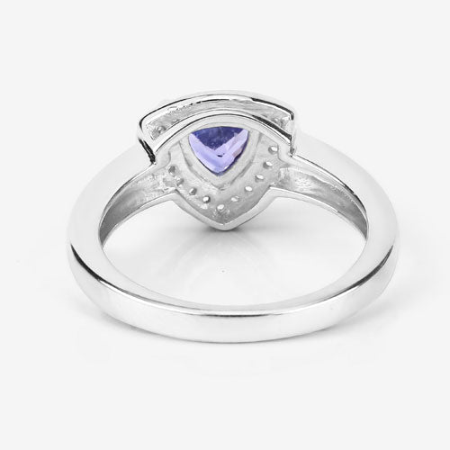 0.87 Carat Genuine Tanzanite and White Topaz .925 Sterling Silver Ring  DestGlow