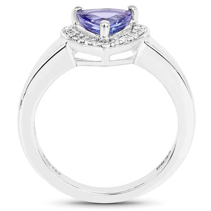 0.87 Carat Genuine Tanzanite and White Topaz .925 Sterling Silver Ring  DestGlow