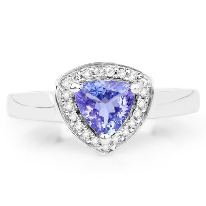 0.87 Carat Genuine Tanzanite and White Topaz .925 Sterling Silver Ring  DestGlow