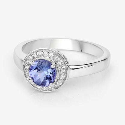 1.05 Carat Genuine Tanzanite and White Topaz .925 Sterling Silver Ring by Bids.com