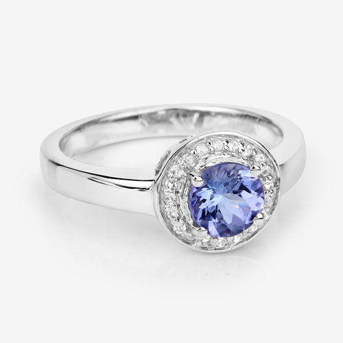 1.05 Carat Genuine Tanzanite and White Topaz .925 Sterling Silver Ring by Bids.com