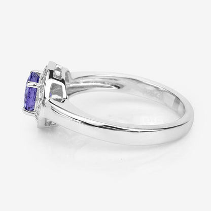 1.05 Carat Genuine Tanzanite and White Topaz .925 Sterling Silver Ring by Bids.com