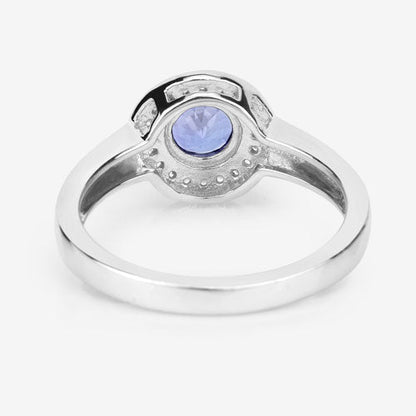 1.05 Carat Genuine Tanzanite and White Topaz .925 Sterling Silver Ring by Bids.com