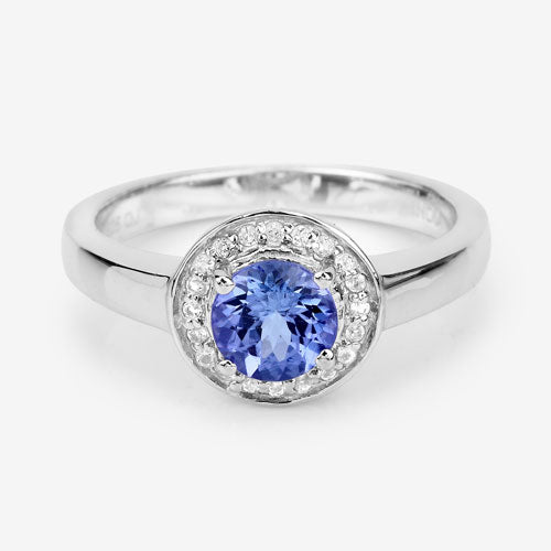 1.05 Carat Genuine Tanzanite and White Topaz .925 Sterling Silver Ring by Bids.com