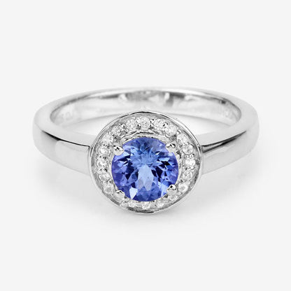 1.05 Carat Genuine Tanzanite and White Topaz .925 Sterling Silver Ring by Bids.com