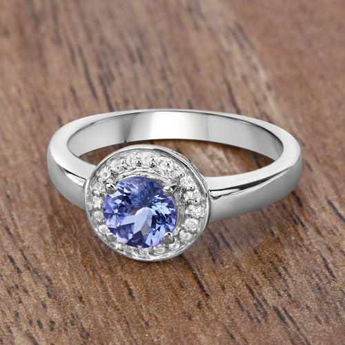 1.05 Carat Genuine Tanzanite and White Topaz .925 Sterling Silver Ring by Bids.com