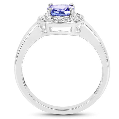1.05 Carat Genuine Tanzanite and White Topaz .925 Sterling Silver Ring by Bids.com