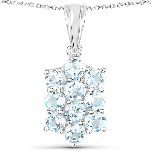8.80 Carat Genuine Blue Topaz .925 Sterling Silver 3 Piece Jewelry Set (Ring, Earrings, and Pendant w/ Chain) by Bids.com